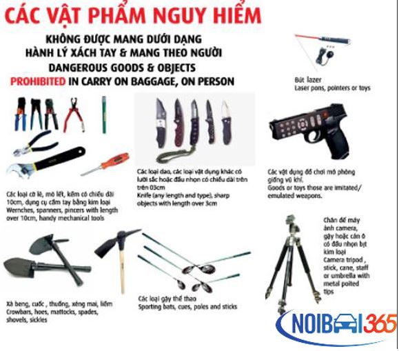 Vật phẩm nguy hiểm cấm mang theo người, hành lý xách tay